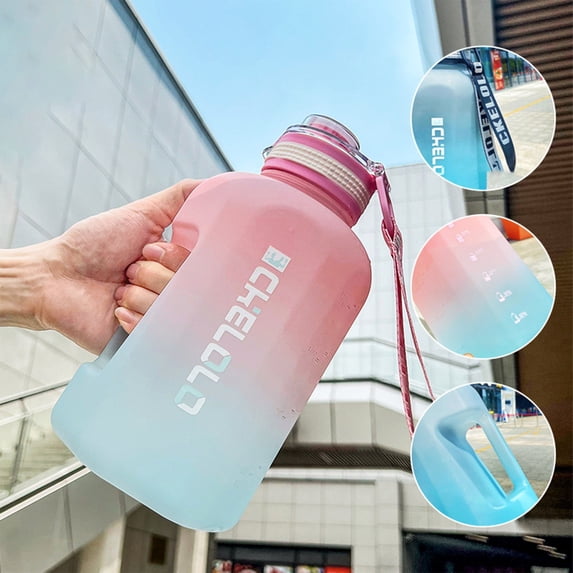 Sports Water Bottle, Large Capacity 2200ML, Frosted Plastic Grip, Portable Drawstring Handle, Tea Infuser Strainer, Outdoor Hiking Jug, Topliu