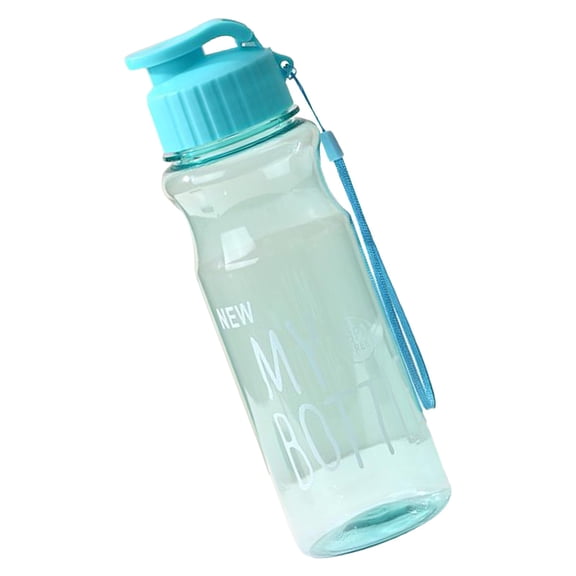 Sports Water Bottle with Leak Proof Flip Top Lid, BPA Free Reusable Plastic Water Bottle for Daily Gym and Outdoor Travel, Portable Handheld Water Bottle with Hand Wrist Strap, 1Pc(Blue,8.6x2.5")
