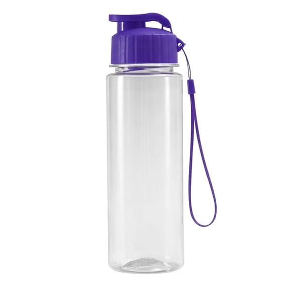 Sports Water Bottle with Leak Proof Flip Top Lid BPA Free Reusable Plastic Water Bottle for Daily Gym and Outdoor Travel Portable Handheld Water Bottle with Hand Wrist Strap Purple