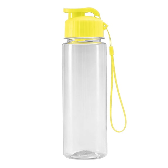 Sports Water Bottle with Leak Proof Flip Top Lid BPA Free Reusable Plastic Water Bottle for Daily Gym and Outdoor Travel Portable Handheld Water Bottle with Hand Wrist Strap Yellow