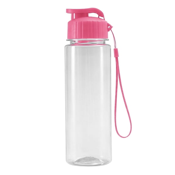 Sports Water Bottle with Leak Proof Flip Top Lid BPA Free Reusable Plastic Water Bottle for Daily Gym and Outdoor Travel Portable Handheld Water Bottle with Hand Wrist Strap Hot Pink