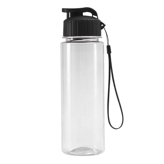 Sports Water Bottle with Leak Proof Flip Top Lid BPA Free Reusable Plastic Water Bottle for Daily Gym and Outdoor Travel Portable Handheld Water Bottle with Hand Wrist Strap Black