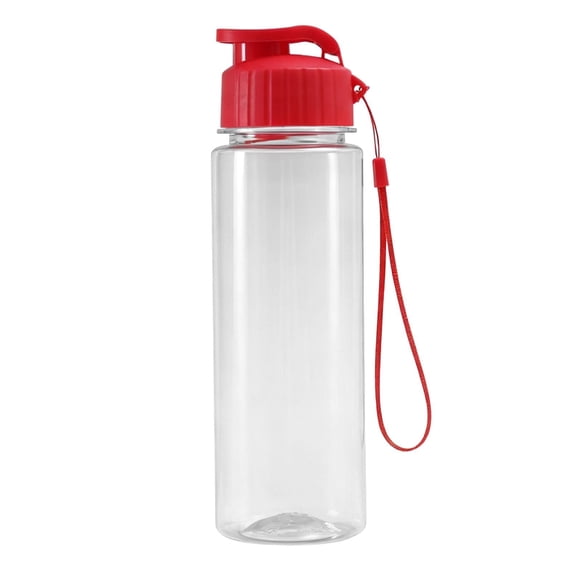 Sports Water Bottle with Leak Proof Flip Top Lid BPA Free Reusable Plastic Water Bottle for Daily Gym and Outdoor Travel Portable Handheld Water Bottle with Hand Wrist Strap Red