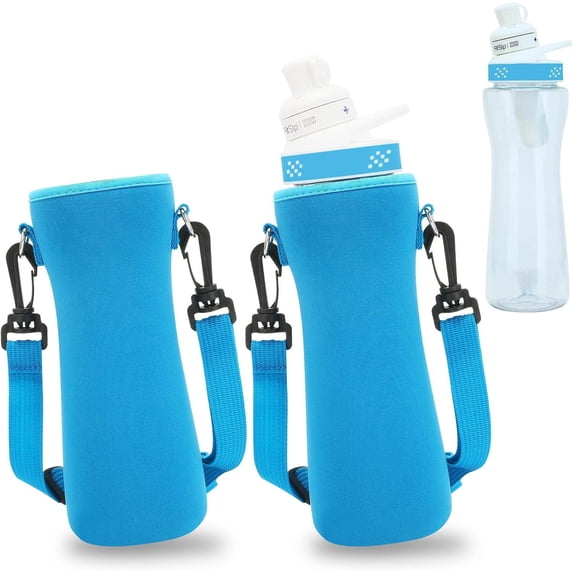 Sports Water Bottle Neoprene Sleeve With Adjustable Shoulder Strap For Insulation And Impact Protection - Dishwasher Safe