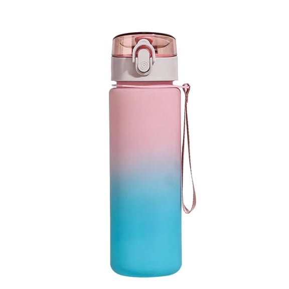 Sports Water Bottle with One-Hand Open Lid, Leak-Proof with Time Markers , Durable and Leakproof Water Bottles, Wide Mouth with Easy Clean Travel,School,Office 650ml D
