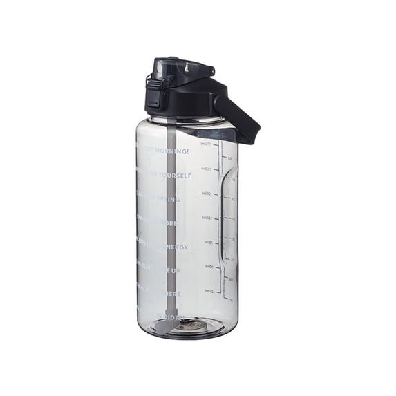 Sports Water Bottle with Straw Leak Proof 2000ml Large Capacity Plastic Gym Water Bottle with Hle for Fitness Yoga Exercise Running Travel BPA Free Hydration Jug for Men Women Home Office Black