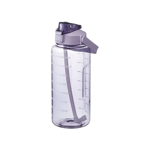 Sports Water Bottle with Straw Leak Proof 2000ml Large Capacity Plastic Gym Water Bottle with Hle for Fitness Yoga Exercise Running Travel BPA Free Hydration Jug for Men Women Home Office Purple