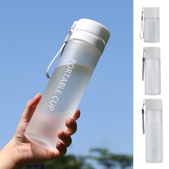 Sports Water Bottle Tumbler Cup, Large Capacity Frosted Plastic Outdoor Tea Infuser with Portable Drawstring for Learner and Couples, Topliu