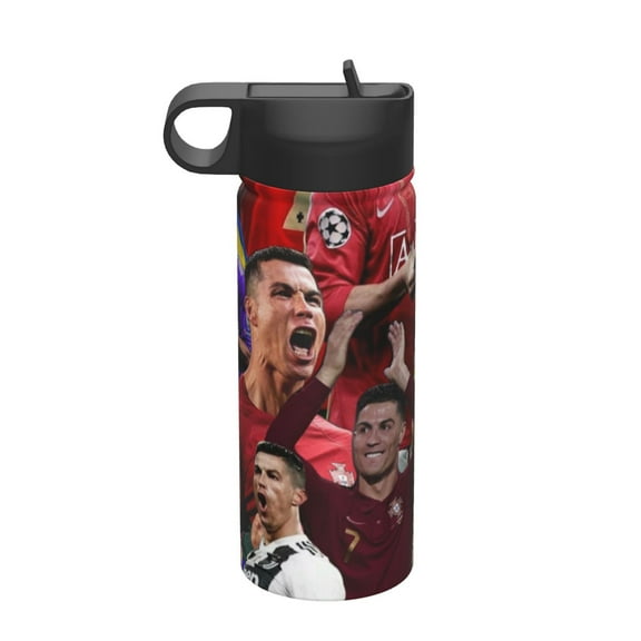 Sports Water Bottle Vacuum Insulated, Cristiano Ronaldo Stainless Steel Double wall for Gym Travel 18 Oz