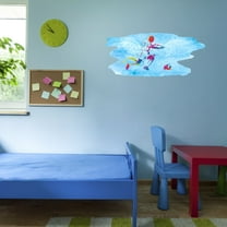 Sports Watercolor Wall Decals for Kids Room - Blue Background Sports Themed Art Design Football DIY & Creativity Boy Girl Bedroom Wall Water Color Sticker - Size: 10 In x 4 In