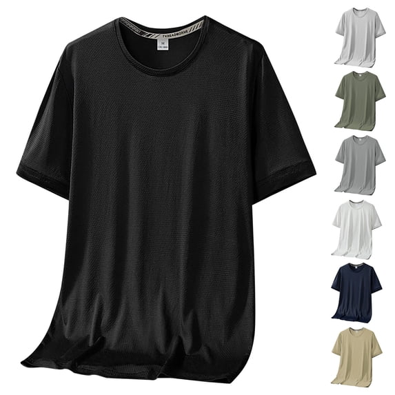 Sports Wicking Sweat T Shirt for Men Short Sleeve Fast Silk Sports Gym Tees Activity Tops Navy XXXXXXL