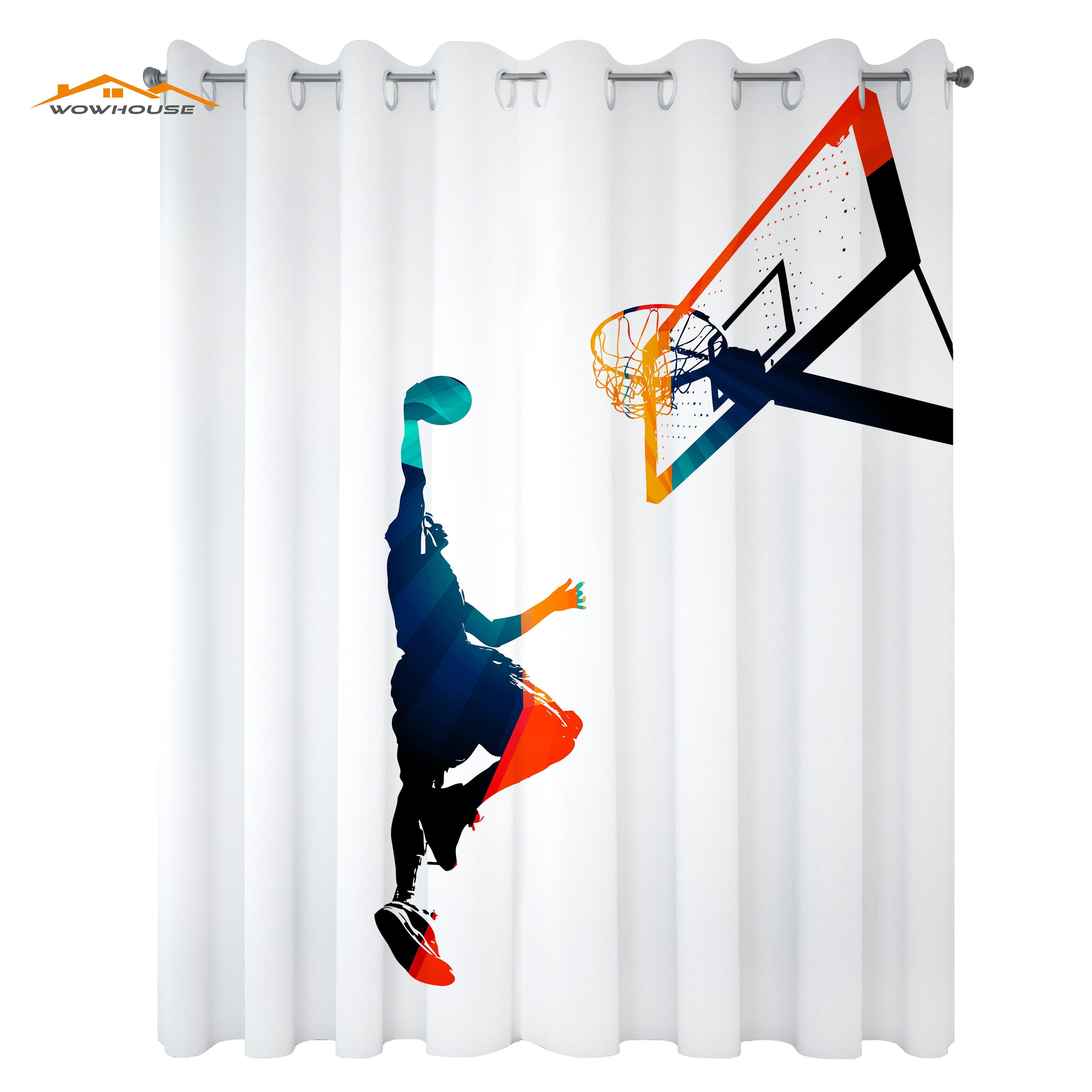 Sports Window Curtains High Contrast Silhouette Artwork of an Athlete