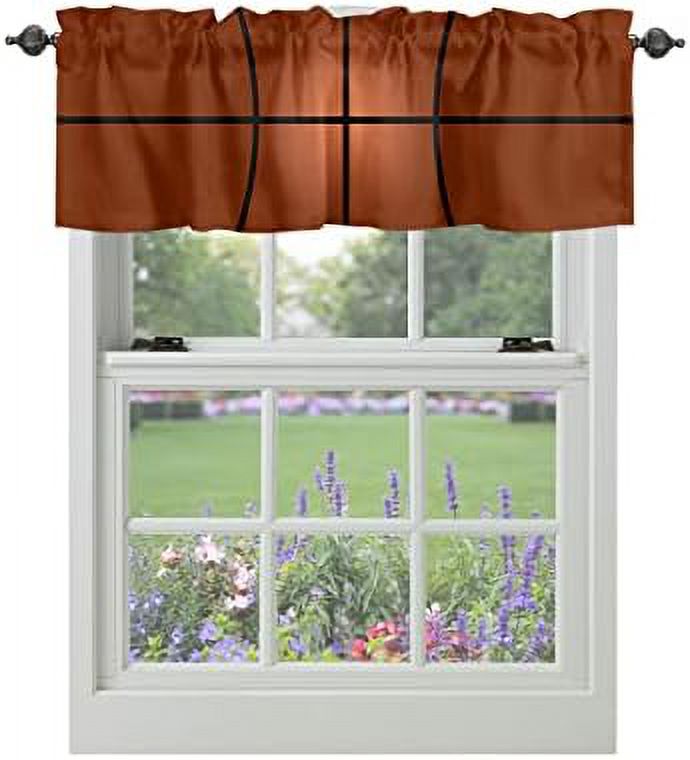 Sports Windows Valances Curtain Burning Baseball Kitchen Valances Rod