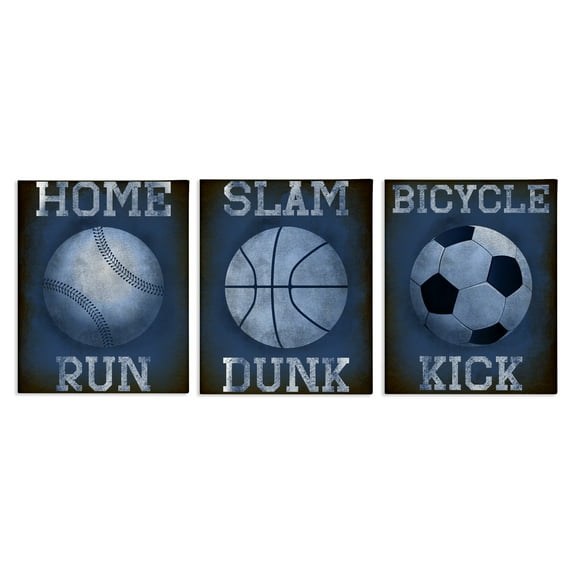 Stupell Industries Sports Words Inspiring Athlete 3 Piece Canvas Wall Art Set, design by Marcus Prime, 30 x 24