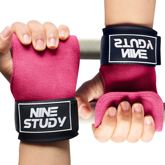 Sports Wrist Straps for Weightlifting and Powerlifting with Double Layer Enhanced Grip for Secure Hand Support and Stable Lifts, 20cm×19.5cm×8.5cm, Pink