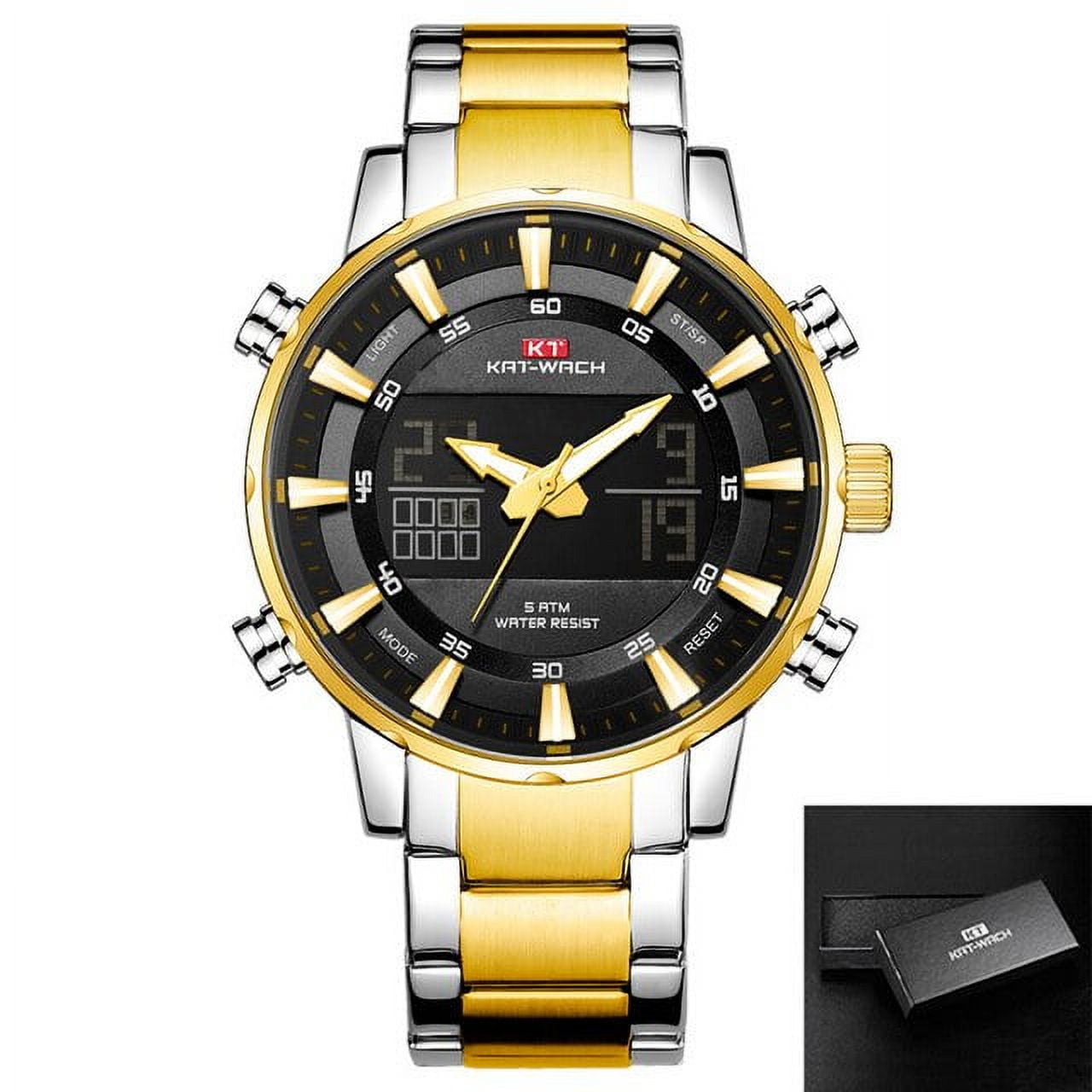 Men's Simple Watch LOS0907 Sport Waterproof Military Quartz Gold Black