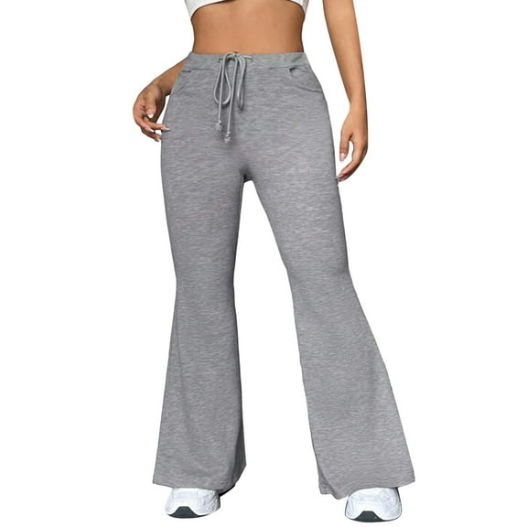 Sports Yoga Women's Loose Flare Pants Women's Solid Color Sportswear Jogging Pants Cuffed Sweatpants