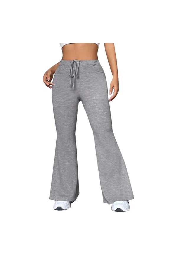 Sports Yoga Women's Loose Flare Pants Women's Solid Color Sportswear Jogging Pants Cuffed Sweatpants