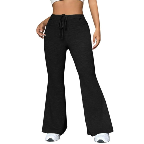 Sports Yoga Women's Loose Flare Pants Women's Solid Color Sportswear Jogging Pants Cuffed Sweatpants