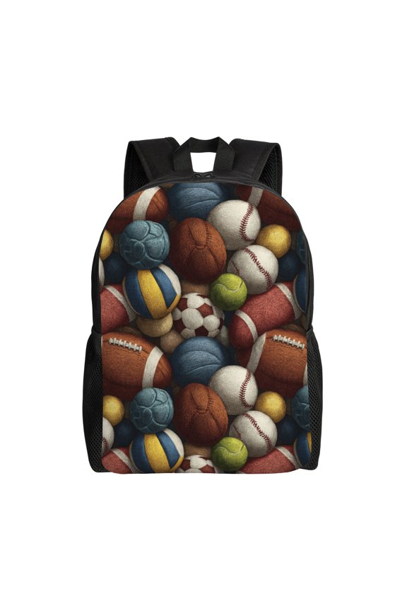 Sports balls collection Backpack with 15 Inch Laptop Compartment,Water-Resistant Daypack, Large Capacity Backpack with Adjustable Breathable Shoulder Straps for Daily Use Travel Gym