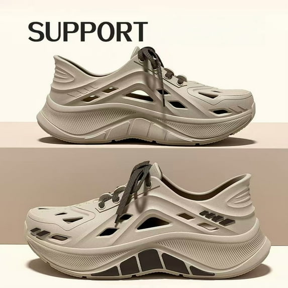 Sports beach shoes, men's thick soled perforated shoes, breathable, anti slip, water wading, quick drying, height increasing outdoor shoes