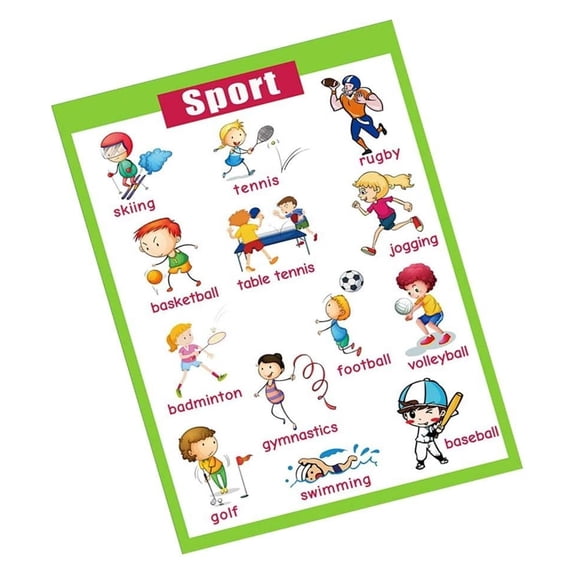 Sports for Kids Educational Poster - Learn Different Sports Chart with Names, Preschool & Kindergarten Classroom Vocabulary Wall Decor