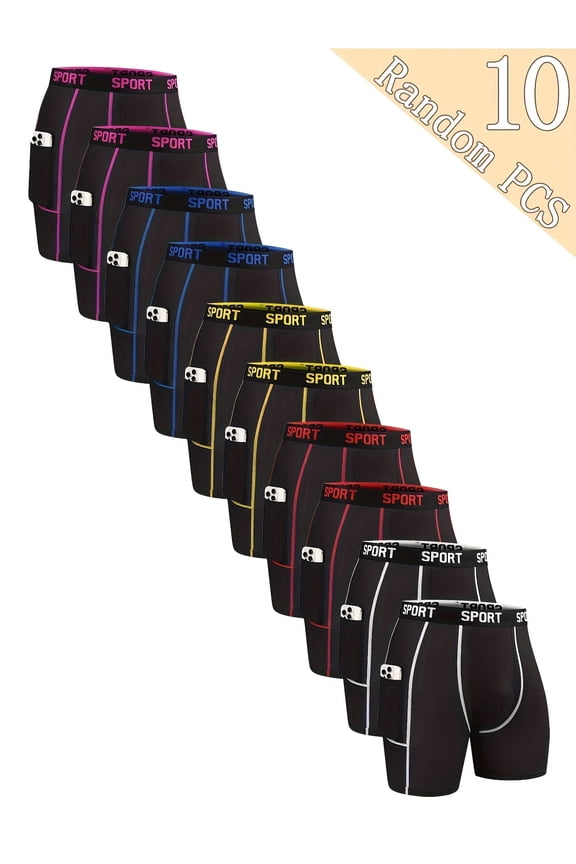 Sports men's pocket flat corner underwear men's breathable underwear, 10 piece set