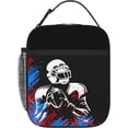 thumbnail image 1 of Sports-themed Lunch Bag for Boys Football Insulated Lunch Box with Football Players Pattern Print, Black Cooler Thermal Lunch Bag Tote Handbag with Water Bottle Holder for Kids Teens Youth Adults, 1 of 6