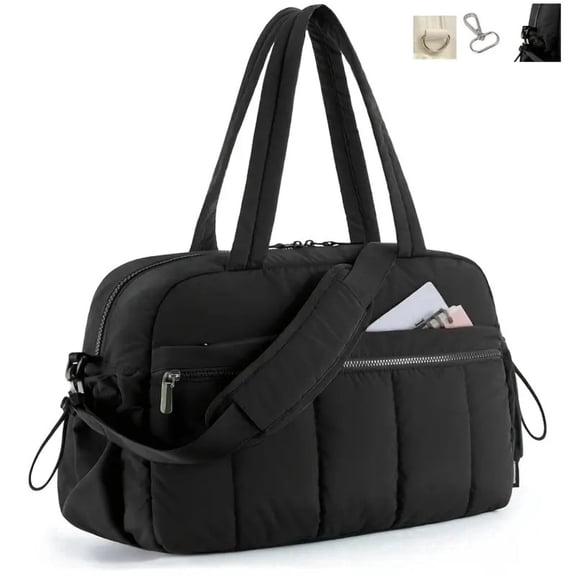 Sports tote bag, women's gym bag with wet and dry compartments, women's short-trip travel bag, waterproof sports and fitness bag, carry-on bag （black）