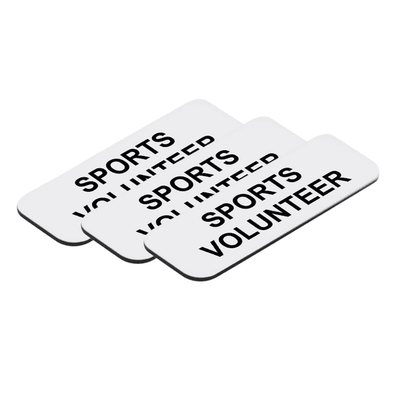 Sports volunteer 1 x 3" Name Tag/Badge, White, (3 Pack)