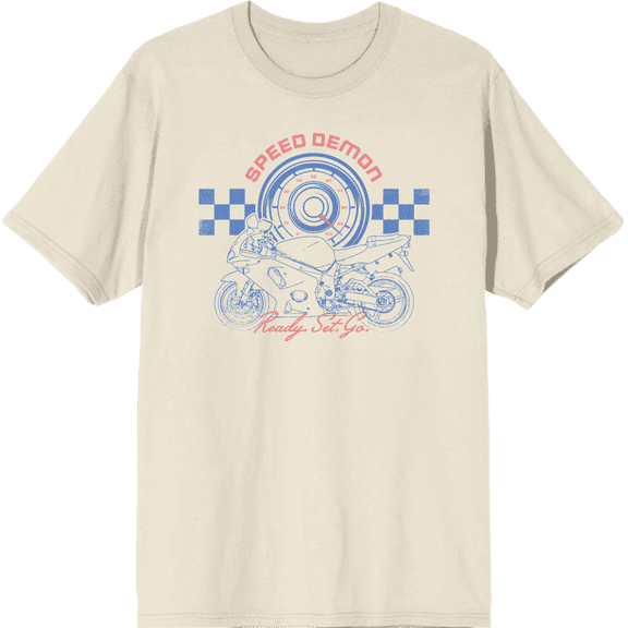 Sportsbike Race Speed Demon Natural Men's Crew Neck Short Sleeve Tee-Medium