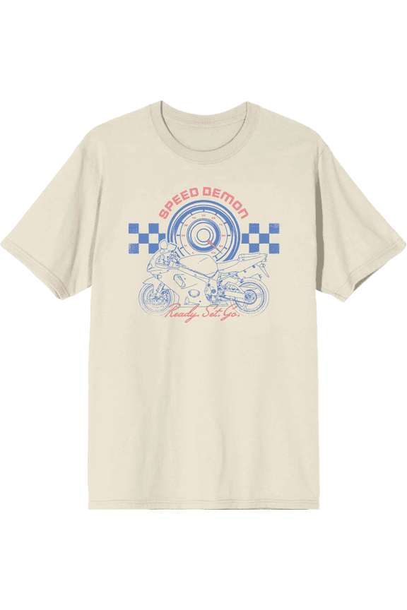 Sportsbike Race Speed Demon Natural Men's Crew Neck Short Sleeve Tee-XXL