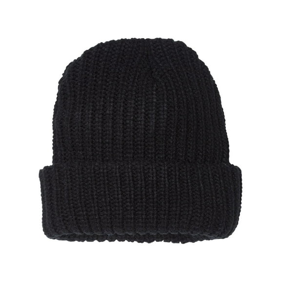 Sportsman - 12" Chunky Knit Cuffed Beanie - SP90 - Black - Size: One Size