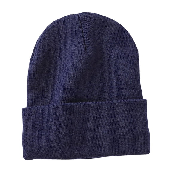 Sportsman 12" Sherpa Lined Cuffed Beanie Hat 100% Acrylic Exterior Winter Hat for Unisex (Navy, One Size)