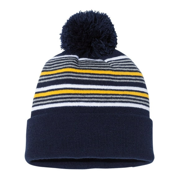 Sportsman 12 Striped Pom-Pom Knit Beanie
