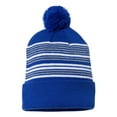 thumbnail image 1 of Sportsman - 12" Striped Pom-Pom Knit Beanie - SP60 - Royal/ White/ Grey, 1 of 3