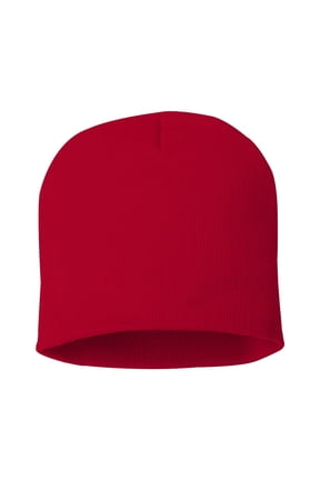 8" Beanie&nbsp;Solid Pom-Pom Cuffed Beanie for Winter Fleece Red Color Hats Beanie One Size