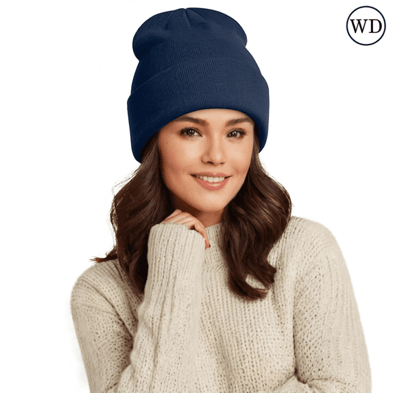 Sportsman Beanie Hat Men Women Classic Knit Cuffed Plain Skull Cap 12" Solid Cuffed Beanie ( Navy One Size)