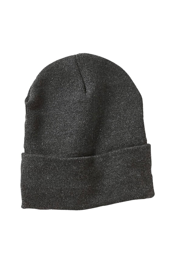 Jersey Lined Cuffed Beanie, 100% Acrylic Soft Warm Casual Fashion Winter Hat (Heather-Charcoal, )