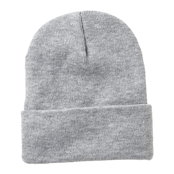 Sportsman Jersey Lined Cuffed Beanie, 100% Acrylic Soft Warm Casual Fashion Winter Hat (Heather-Grey, )