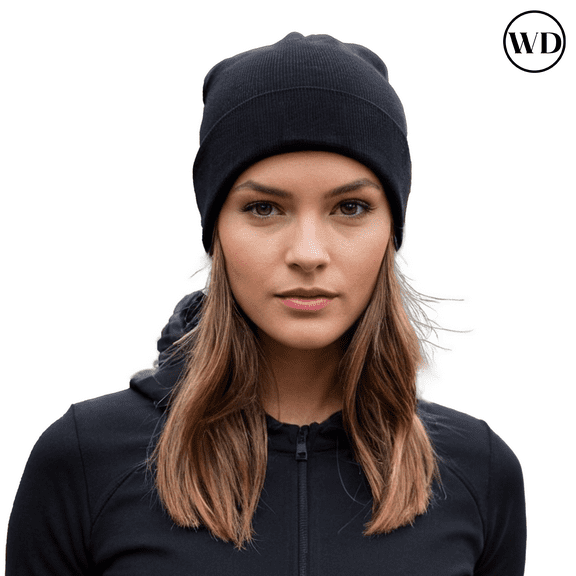 Sportsman Mens Beanie Winter Hats 8" Warm Thermal Knitted Stocking Caps Acrylic Skate Hat (Black, One Size)