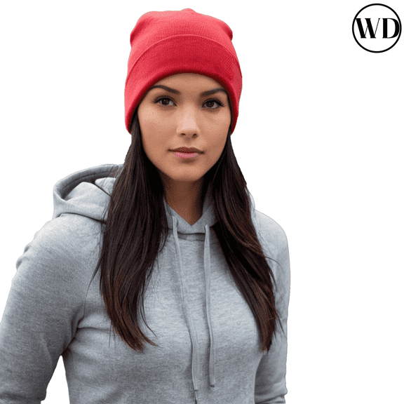 Sportsman Mens Beanie Winter Hat 8" Warm Thermal Knitted Stocking Caps Acrylic Skate Hat (Red, One Size)