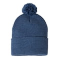 thumbnail image 1 of Sportsman - Pom-Pom 12" Knit Beanie - SP15 - Heather Dark Royal - Size: One Size, 1 of 4