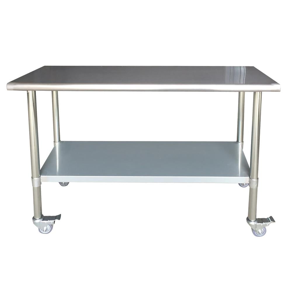 Express KitchQuip 30 in. x 30 in. Stainless Steel Table With Wheels