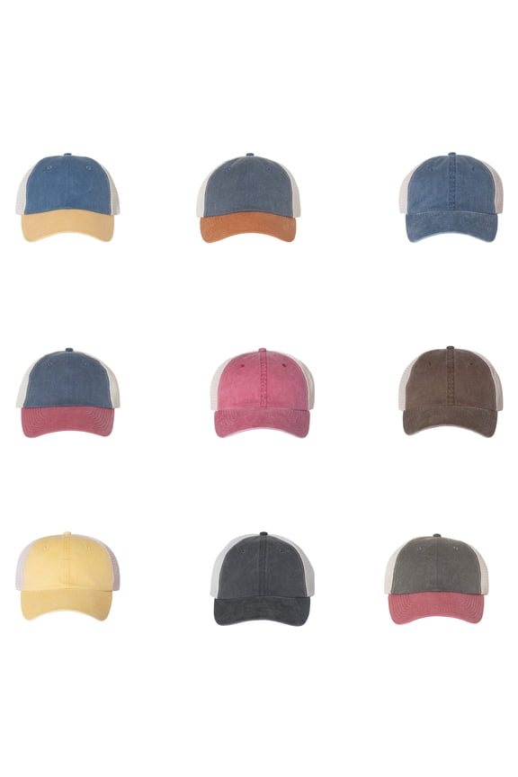 - Trucker Cap Pigment Dyed Trucker Hat Cap | Size - Adjustable, Pack 9