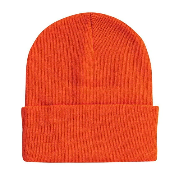 Sportsman Unisex Solid Cuffed Beanie 12" Hat Cap Winter Acrylic Soft Toboggan (Blaze Orange, One Size)