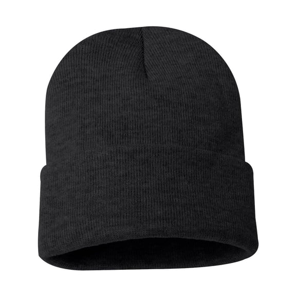 Sportsman Unisex Solid Cuffed Beanie 12" Hat Cap Winter Acrylic Soft Toboggan (Heather Charcoal, One Size)