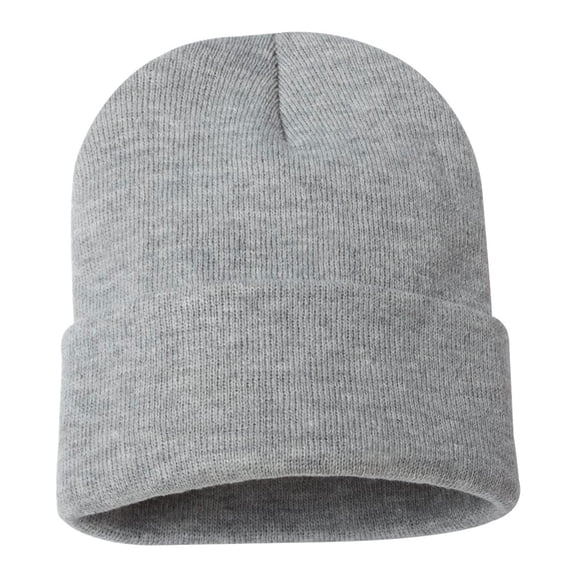 Sportsman Unisex Solid Cuffed Beanie 12" Hat Cap Winter Acrylic Soft Toboggan (Heather Grey, One Size)