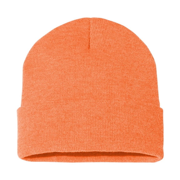Sportsman Unisex Solid Cuffed Beanie 12" Hat Cap Winter Acrylic Soft Toboggan (Heather Orange, One Size)