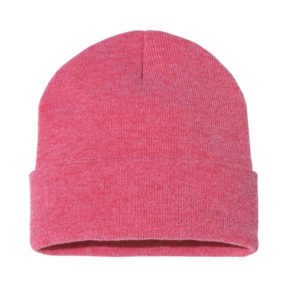 Sportsman Unisex Solid Cuffed Beanie 12" Hat Cap Winter Acrylic Soft Toboggan (Heather Red, One Size)